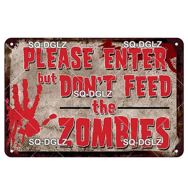 Zombie Dog Metal Sign Vintage Warning Plaque Wall Decor Man Cave Gift