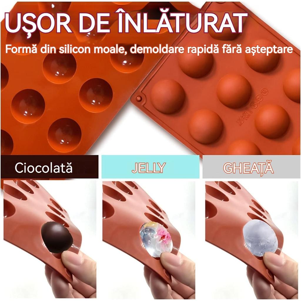 Kengege Baking Mold Set of 2 Semi-Circle Silicone Non-Stick for Jelly Chocolate Cake
