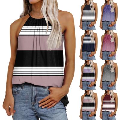 Women's Fashion Casual Sleeveless Printed Adjustable Straps Vest T-Shirt Top