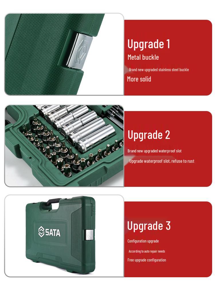 SATA Ratchet Wrench Set with Small, Medium, Large Sockets for Car Repair