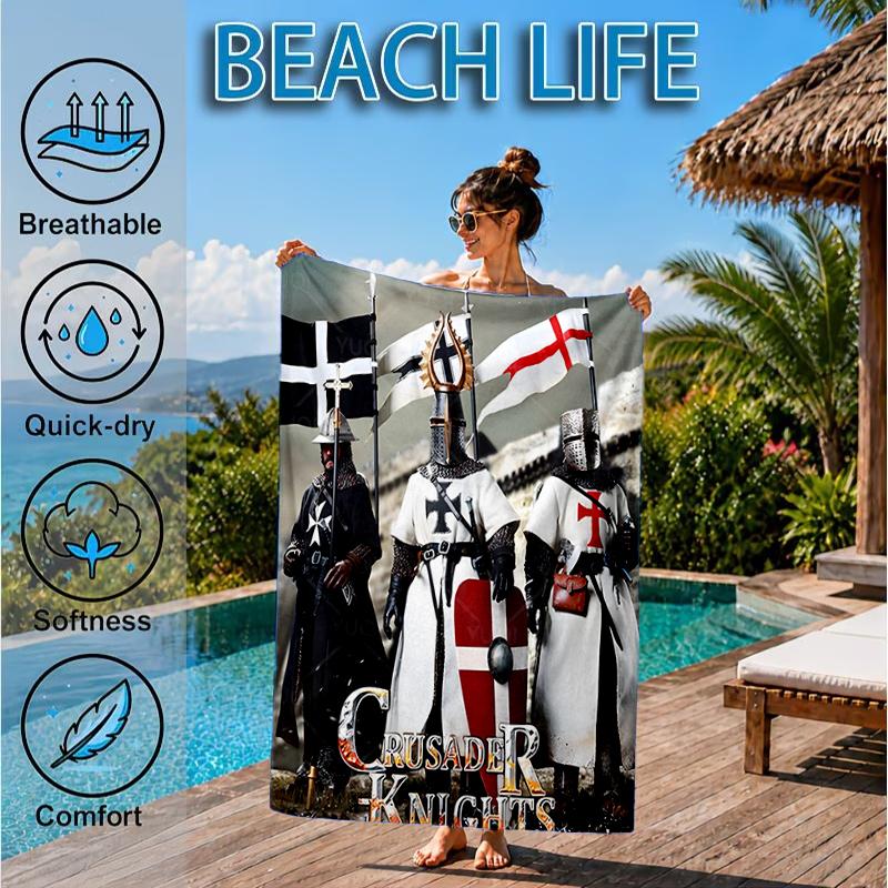 Knightly Crusader Armor Beach Towel, Microfiber Beach Towel, Perfect For Pool, Beach, Travel, Home Decor Beach Party Fan gifts