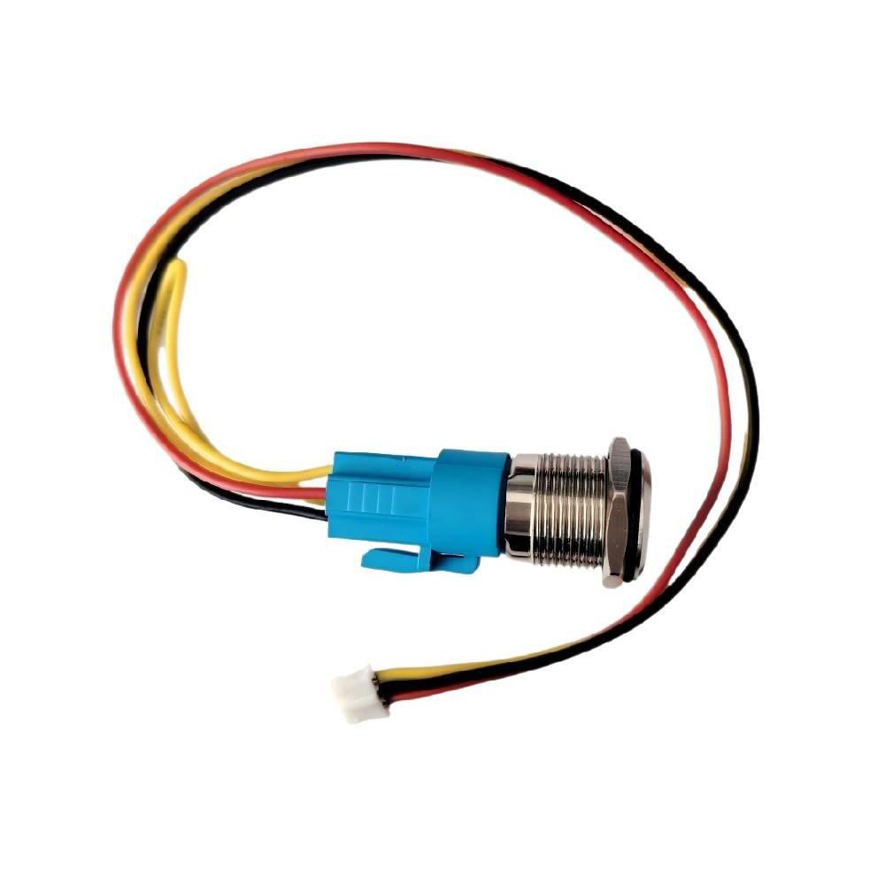16mm Metal Self-Locking Pushbutton Switch 12-24V Waterproof Red Power Symbol LED 250mm Wire Buckle Connector Solder-Free Button