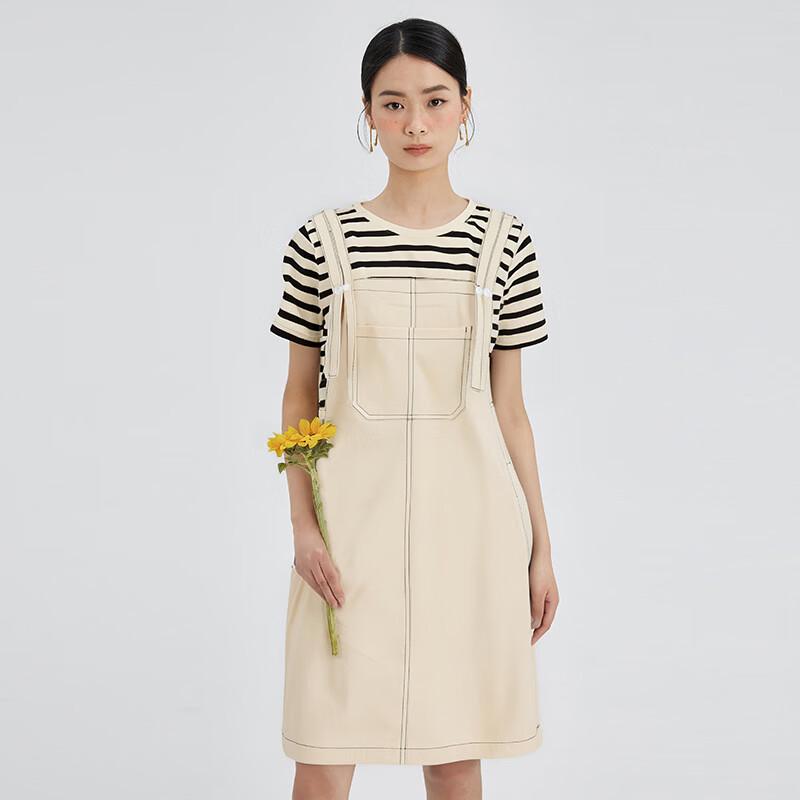 Faux Two-Piece Patchwork Short-Sleeve Casual Dress