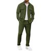 Herren Doppel-Taschen Revers Jacke Lässig Sport Langarm Jacke Hosen Set