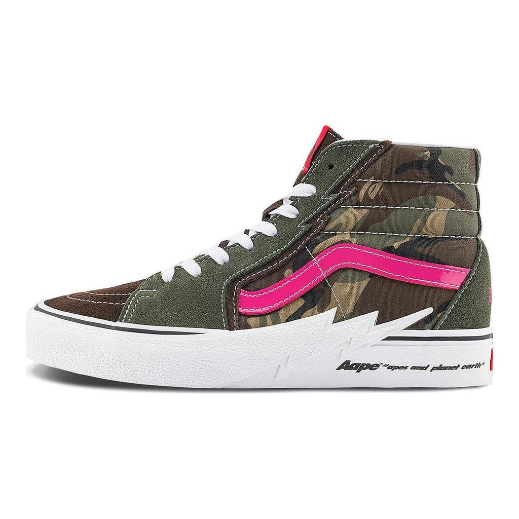 Aape X Vans Sk8 Camo Lightning High Top Skate Shoes Unisex Skate Shoes Military-Green VN0A5JIVCMA