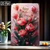 Pink Tulip Floral Tin Sign Rustic Farmhouse Wall Decor Mother's Day Gift 8x12in