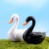 Hvit/Sort Mini Swan Hage Ornament Miniatyr Figur Plantepotte Fe Hage Dekor