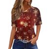 Women's Fashionable Casual Short Sleeve Christmas Print Round Neck Pullover Top