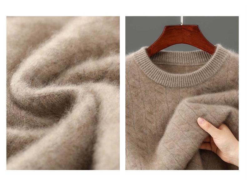 Men's Minimalist Wool Ribbed Knit Sweater – Round Neck Versatile Pullover Base Layer Top