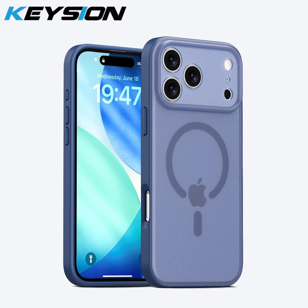 KEYSION Magnetic Matte Transparent Case for MagSafe for iPhone 17 Pro Max Silicone+PC Shockproof Wireless Charging Phone Cover