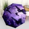 1pc Butterfly Purple Umbrella with 8 Iron Ribs and a Plastic Handle, Automatic Opening and Closing, and Daily Use.1066