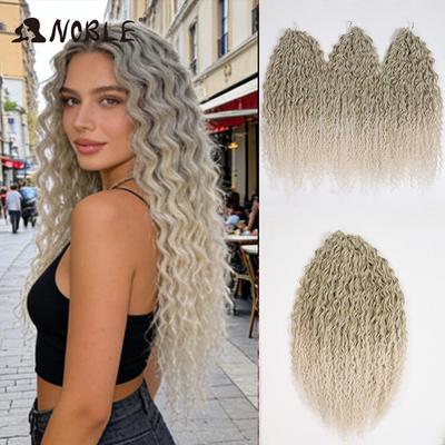 Edles 24-Zoll Ombre Blond Wasserwelle Häkelhaar, Synthetische Flecht Haarverlängerungen, Vorgeknüpftes Lockiges Häkelzopf für Frauen