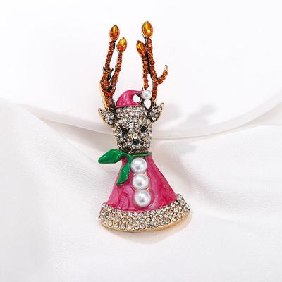 Vintage Christmas Collection Brooch Christmas Hat Elk Brooch Diamond Cute Animal Brooch