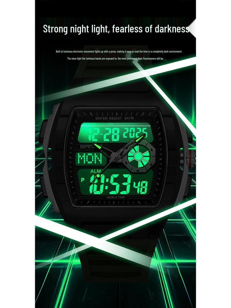 Sanda Trendy Multifunctional Sports Watch with Countdown, Snooze & Luminous Waterproof Features for Students - Model 3397