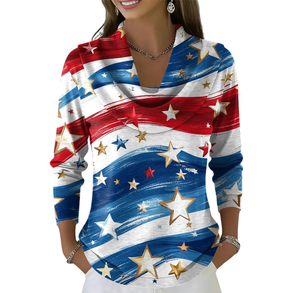 Women's Casual And Fashionable Round Neck Long Sleeved Printed Top Sweater