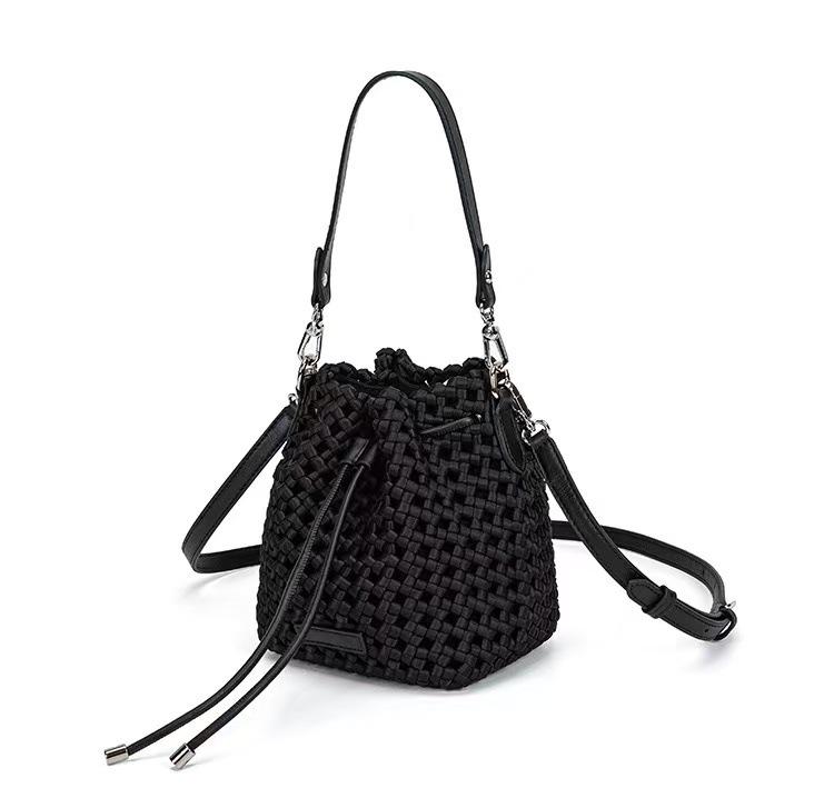 Handmade Textured Pinwheel Knot Crossbody Bucket Bag for Women