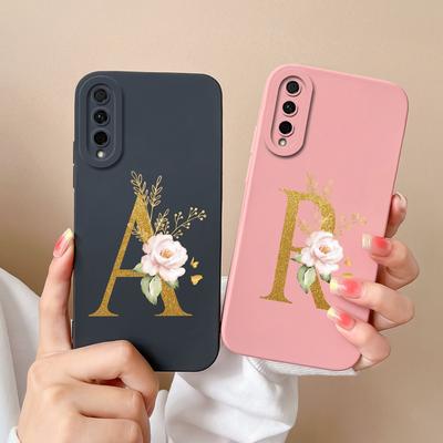 Für Huawei P Smart 2021 Pro Y5P Y6P Y6S Y7P Y7A Handy-Rückseite, modisch, flüssig, weiches Silikon, stoßfest, schützend, matt, Blume für Huawei-Stoßstange