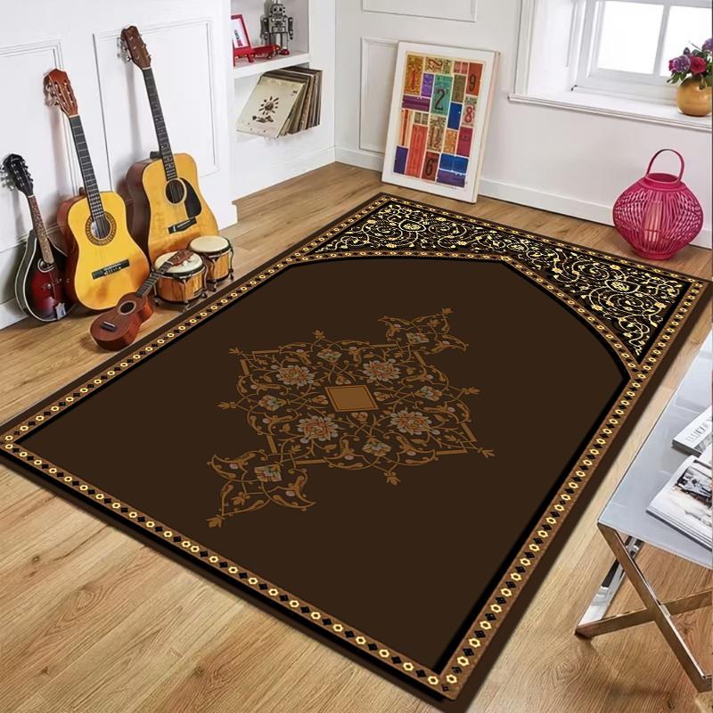 

Islamic Prayer Rug Muslim Worship Mat Vintage Geometric Pattern Soft Decorative Floor Carpet for Living Room Bedroom Home Decor 40X60CM