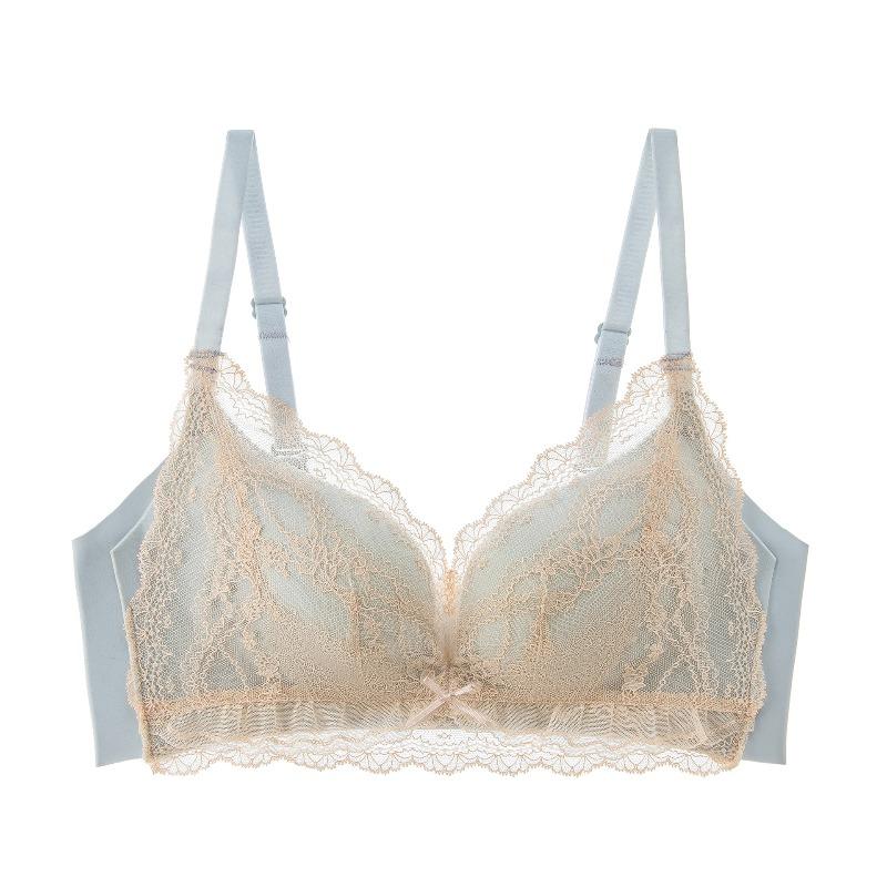 Summer Light and Thin Gathering Underwear Holes, Breathable, Soft and Comfortable Lace, Sexy No Steel Ring, No Trace Bra, Close the Breasts