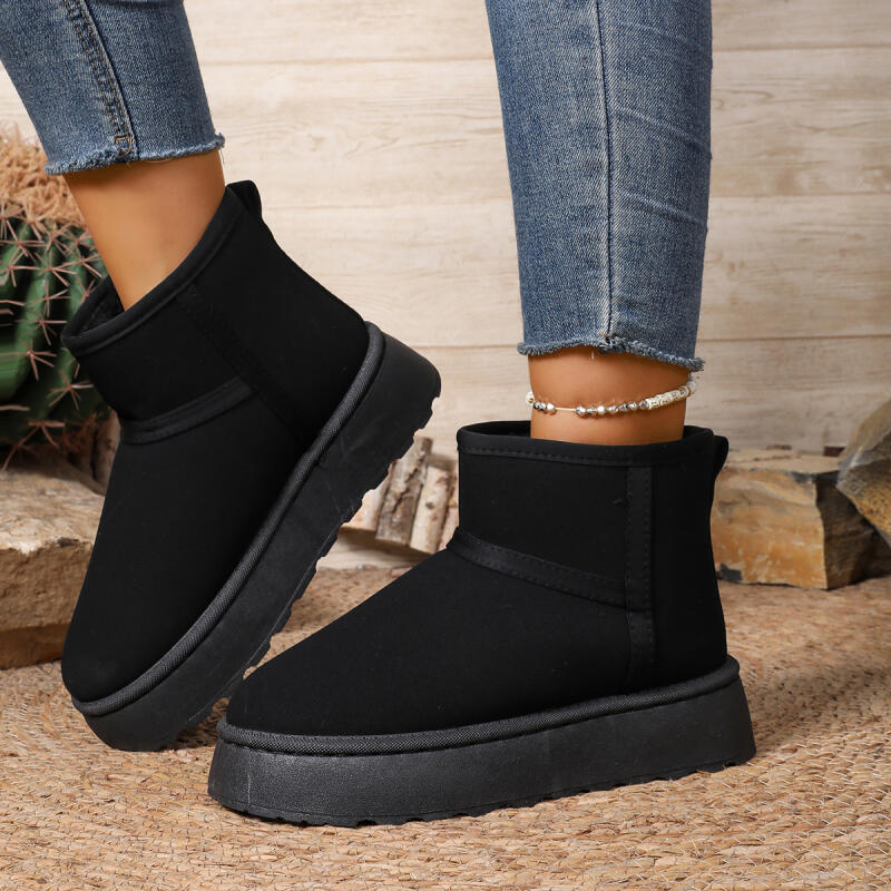 Fashion Soft Non Slip Thick Bottom Snow Boots Women 2025 Winter Classic Solid Suede Ankle Boots with Platform Warm Plush Shoes for Woman