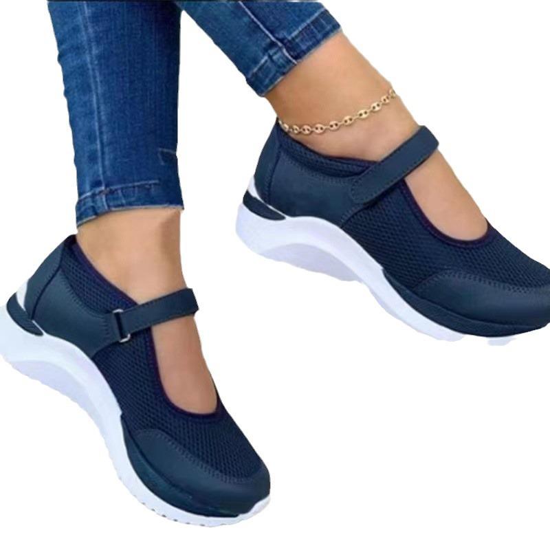 Scarpe Casual da Donna 2024, Suola Spessa, Rete, Velcro, Fly-Knit, Taglie Forti, Traspiranti