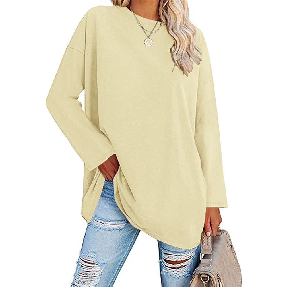 2022 Oversized Women's Loose-Fit T-Shirt with Drop Shoulder and Round Neck