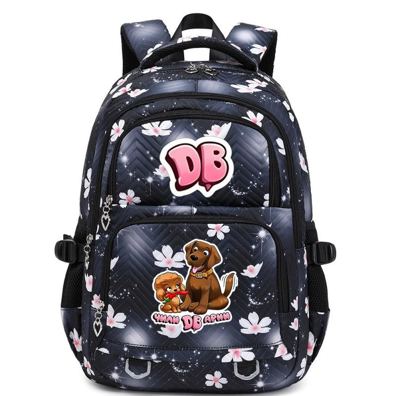 Cute Cartoon Character Print Backpack Girls School Use Large Capacity Nylon Student Bag With Padded Curved Straps