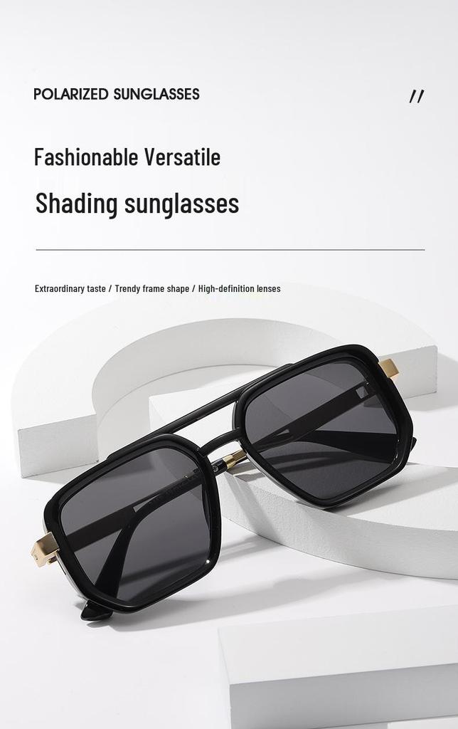 2026 Retro Double Bridge Square Pilot Sunglasses - European & American Fashion Street Style