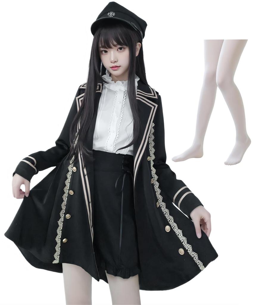 Lolita Gothic Lolita Costume Military Uniform Halloween Cosplay Anime Cosplay Lolita Mori Girl Lolita Trench Coat Shorts Blouse Tailcoat Crossdressing