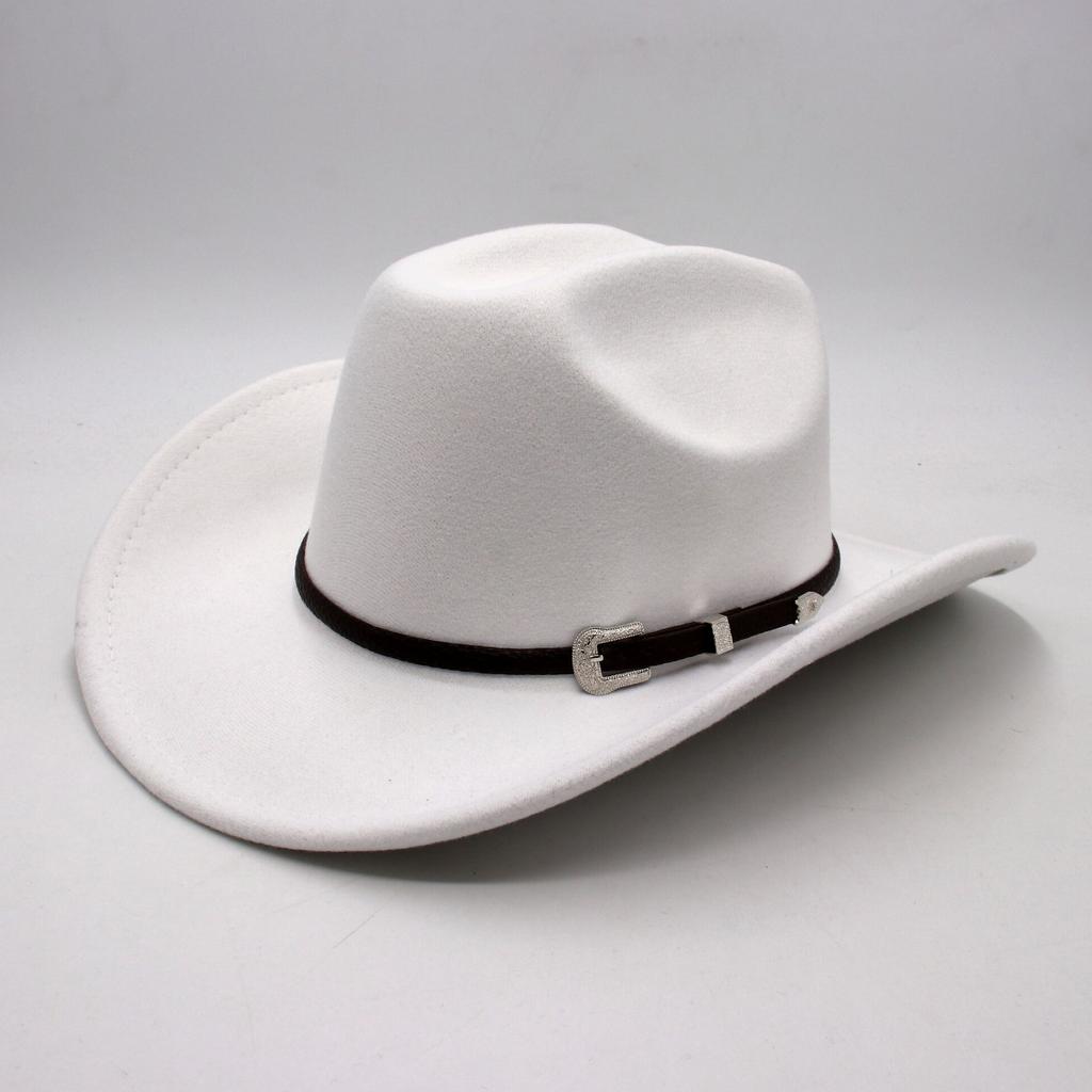 Top Hat Western Cowboy Hat Jazz Hat Retro Felt Hat Belt Wool Hat Men'S And Women'S