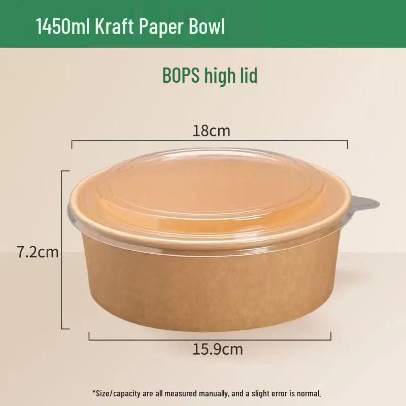 Kraft Paper Disposable Bowl - Ideal for Rice, Salad, Lunch, Takeout, Fast Food, and Fruit.