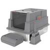 Lettiera per Gatti XXL in Acciaio Inossidabile 130L con Coperchio Pieghevole a 180 gradi, Pareti Laterali Alte, Paletta, Gradino, 70x50x43cm, Grigio
