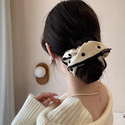 Autumn Winter Polka Dot Hair Ring: Retro High-End Hair Bun & Ponytail Band