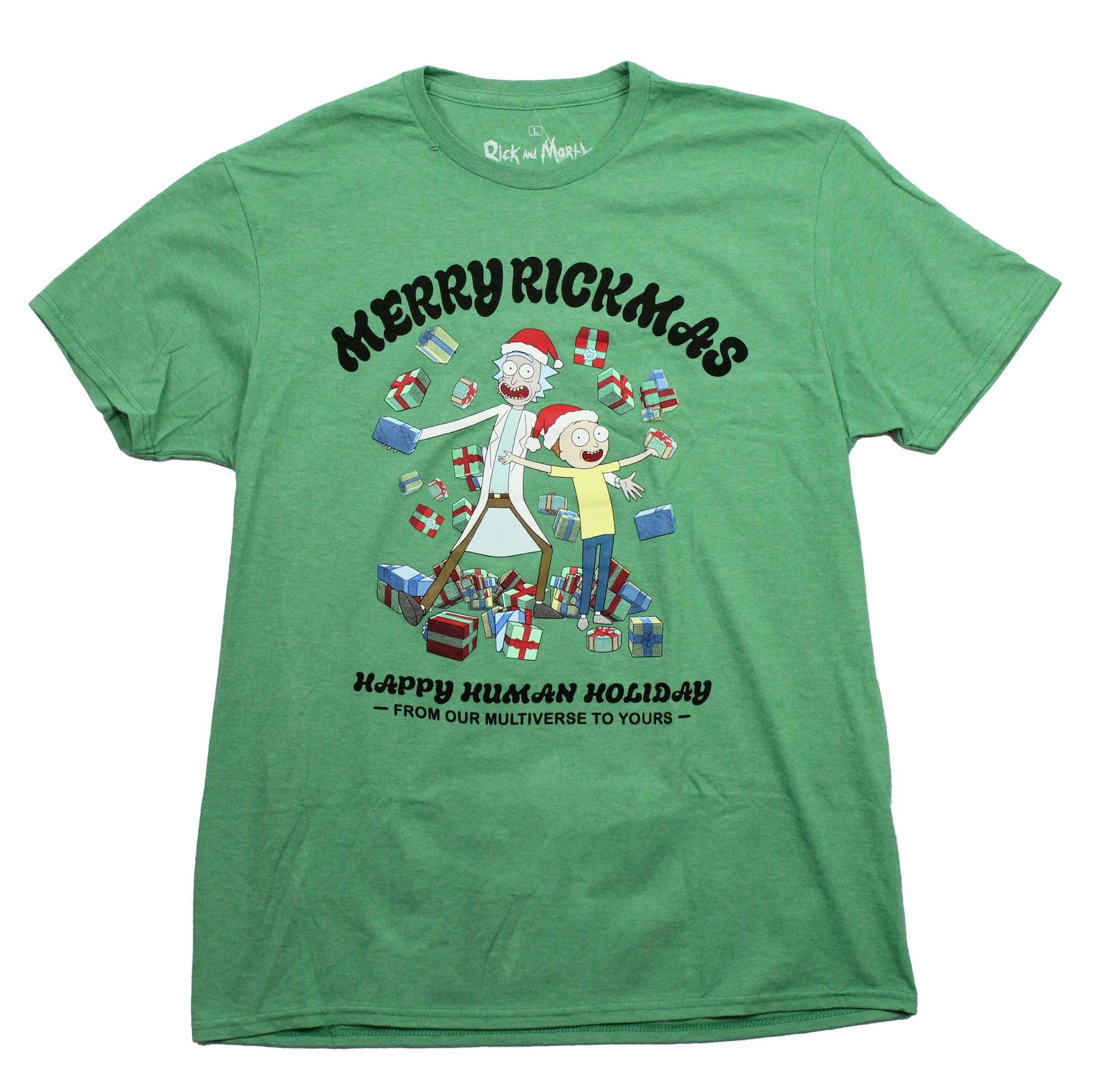 Rick and Morty New Adult T-Shirt - Merry Rickmas Happy Human Holiday XXXXL