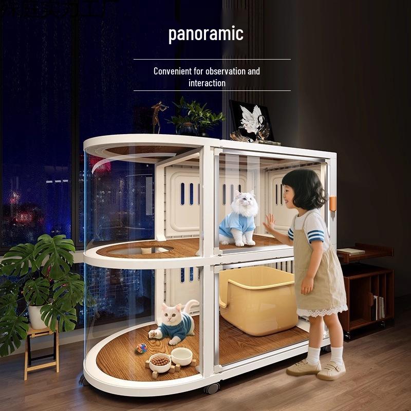 Spacious All-Season Cat Villa: Indoor Cabinet, Bed, Toilet, and Cage