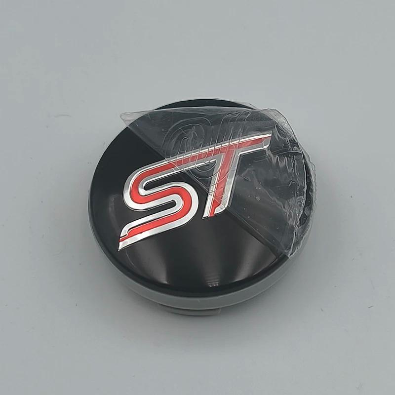 BQYI9 4Pcs 54mm ST Wheel Center Cover Hub Caps Car Emblem Badge For Ford Mondeo Mustang Focus Fiesta ST Logo Auto Accessories