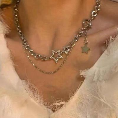 Collier avec pendentif étoile Y2K pour femmes, luxe, doux, Cool, fille, Punk, cœur, clavicule, chaîne de tempérament, chaîne de cou, nouveau bijoux à la mode, cadeau de fête, 2023