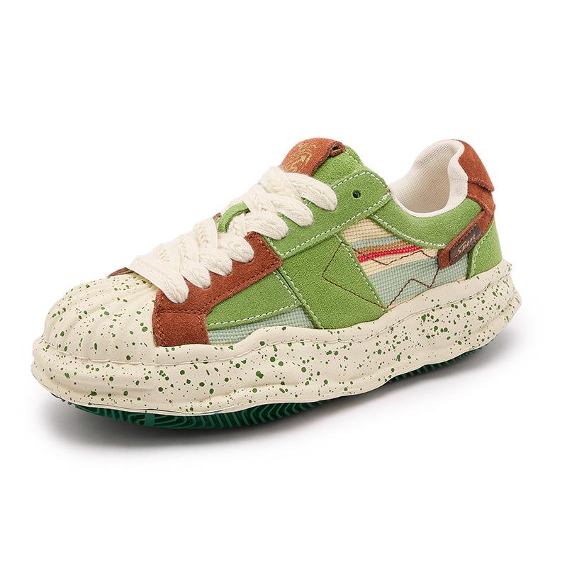 Thick-soled ugly cute board shoes spring new leather shell head soluble breathable sports and leisure shoes