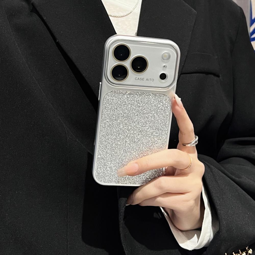

Aurora Glitter Diamond Phone Case For iPhone 17 16 15 14 Pro Max Crystal Large Window Lens Film Protect Full Bumper Cover iPhone 13