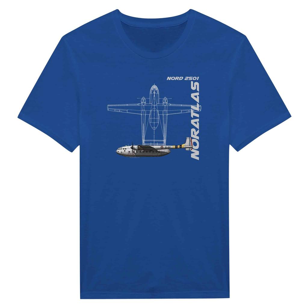Französische Luftwaffe Nord 2501 Noratlas Transportflugzeug T-Shirt 100% Baumwolle Rundhals Kurzarm Sommer Lässig Herren T-Shirt