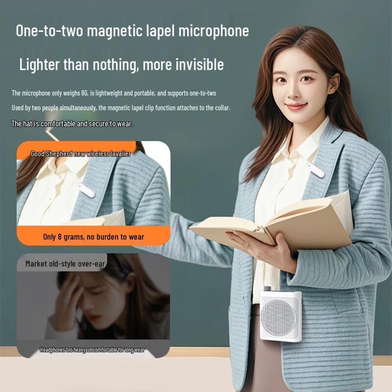 Hao Mu Ren Portable Wireless Amplifier with Dual Lavalier Microphones CN plug (adapter included)