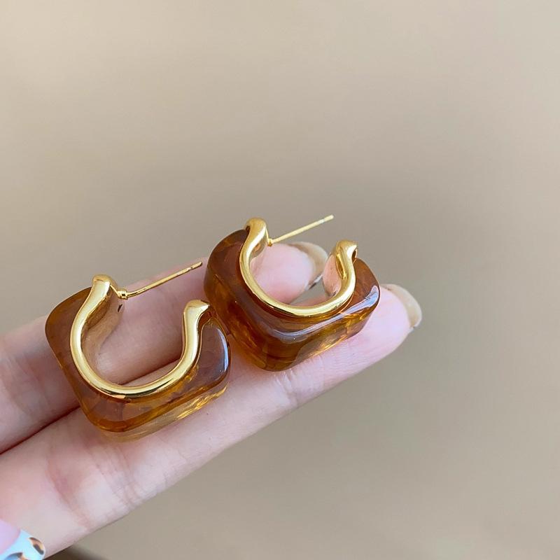 Resin Acrylic Joyful Candy Earrings For Women Stainless Steel Spring Summer Sweet Youth Fashion Colorful Jewelry