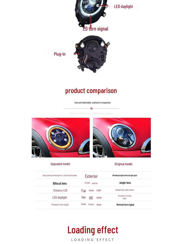 Compatible with 2014-2023 BMW Mini F56/F55 Headlight Assembly: Crystal DRL with Flowing Turn Signals.