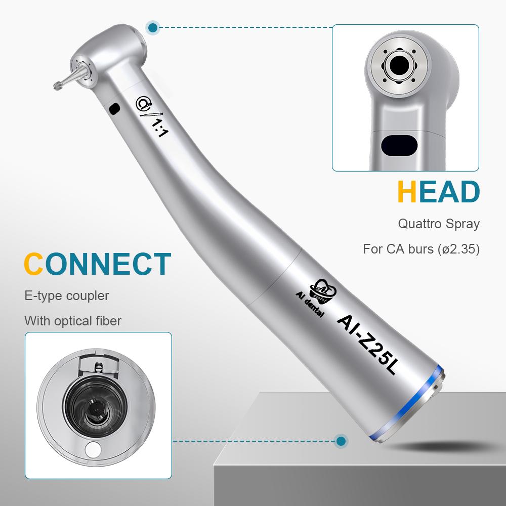 Dental Contra Angle Handpiece AI-Z25L 1:1 Electric Motor Connector Low Speed Handpiece With Fiber Optic