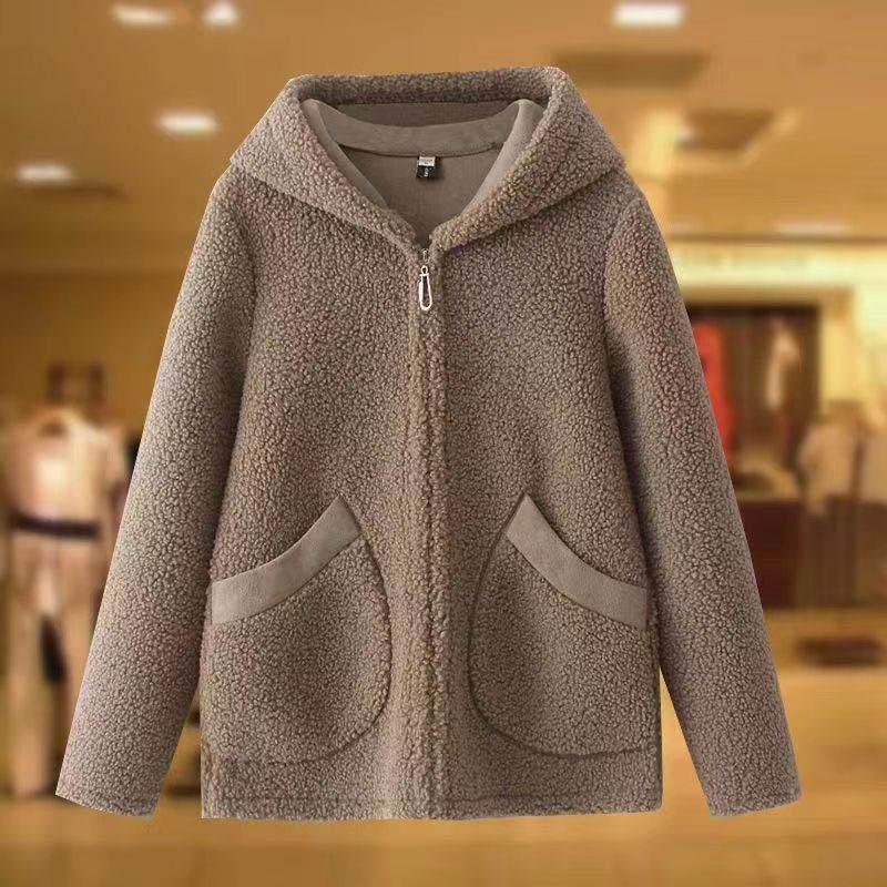 Jacket for Women Cotton Oversized Thickened Casual Windproof Hooded for Fall