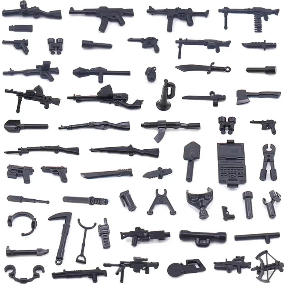 WWII Building Blocks Military Weapons Police Soldier Figure Accessories Model Brick Gun Cannon Launcher Bunker Outpost Toy X017