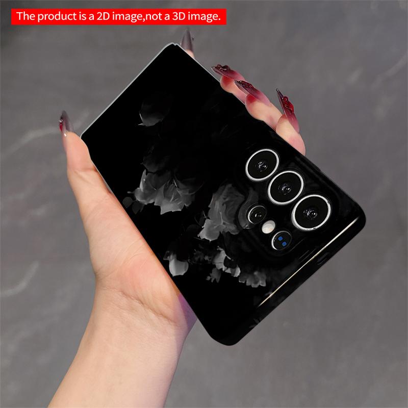 2DFlat Samsung phone case Elegant Monochrome Floral Design Applicable to Galaxy S23 S24 S25ULTRA S26 A12 A14 A15 A16 A54 A55