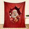 3D Santa Claus Christmas Blanket Festive Red Broken Wall Design Soft Flannel Throw Blanket  Xmas Gift for Kids & Adults Travel