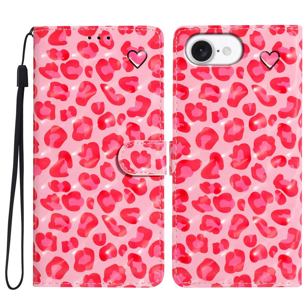 For iPhone 16e Case PU Leather Wallet Phone Cover 3D Pattern Printing