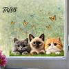 Non-damaging Glass Decal Cat Butterfly Static Sticker, Waterproof Animal Window Decoration Sticker Decal, Removable Pet for Bedroom Balcony